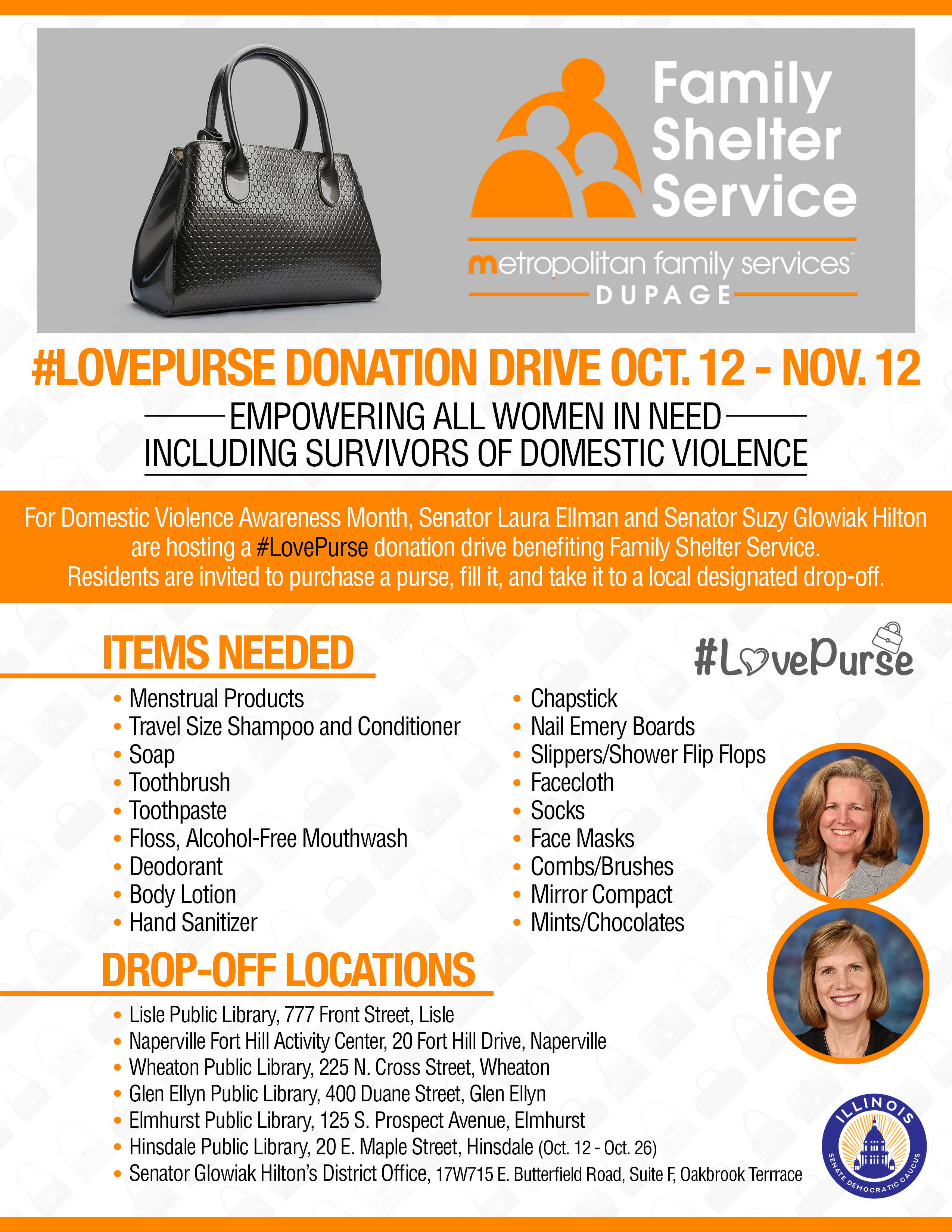 LovePurse donation drive flyer