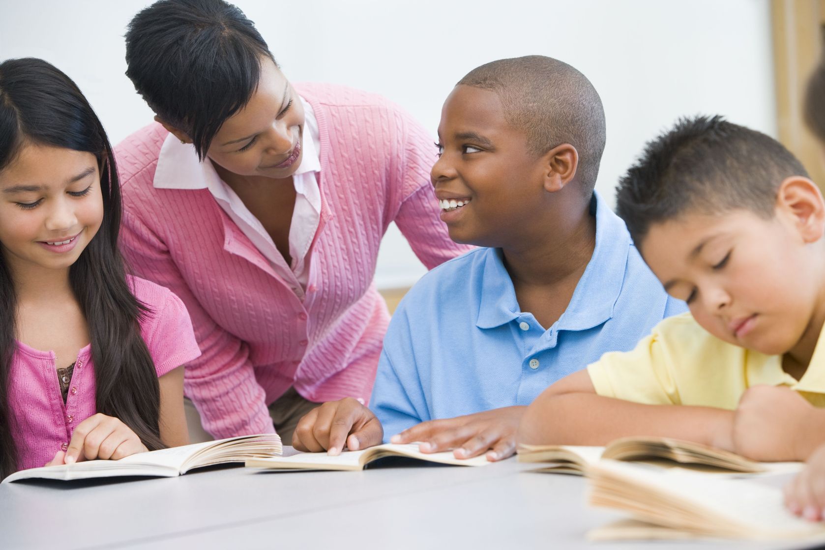 School children and teacher